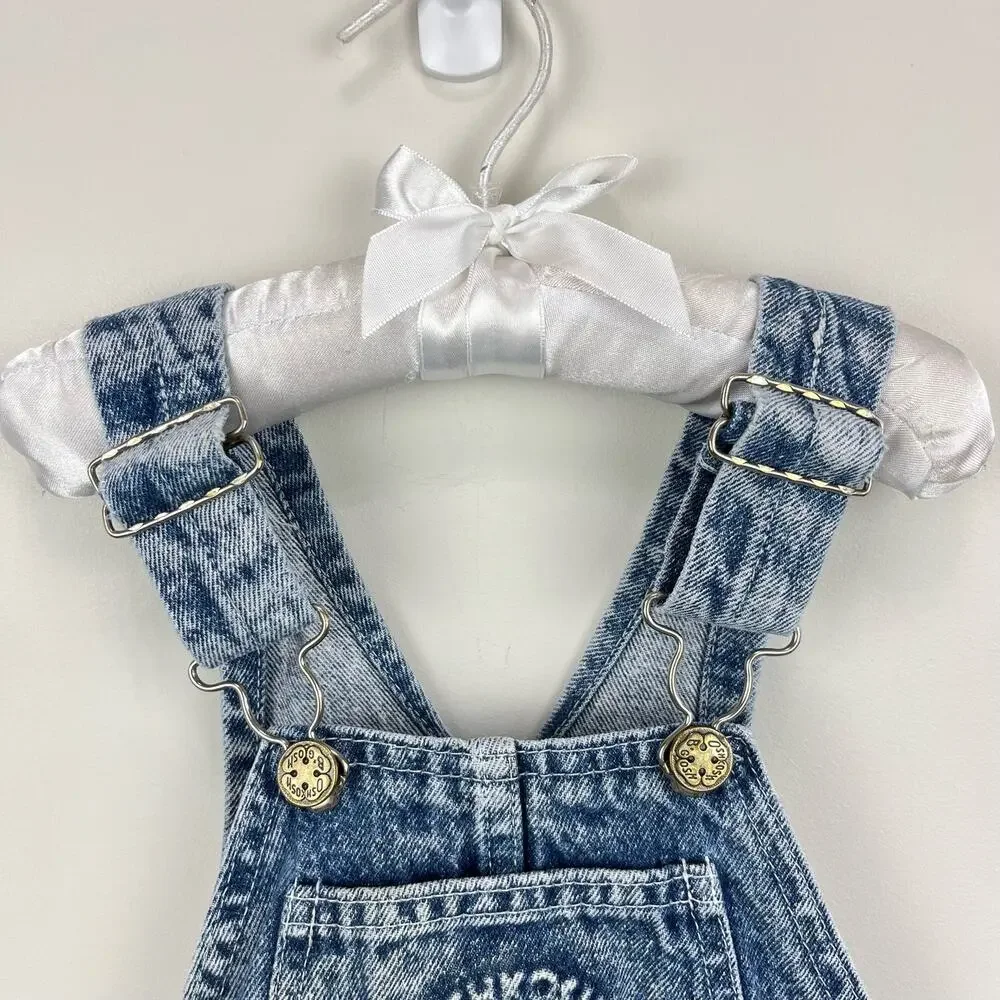 Vintage OshKosh B'gosh Acid Wash Denim Smiley Shortalls 4T USA